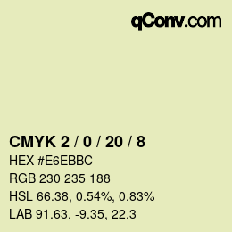カラーコード: CMYK 2 / 0 / 20 / 8 | qconv.com