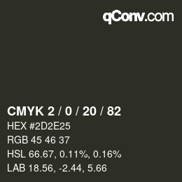 Color code: CMYK 2 / 0 / 20 / 82 | qconv.com