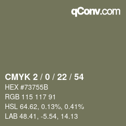 Color code: CMYK 2 / 0 / 22 / 54 | qconv.com