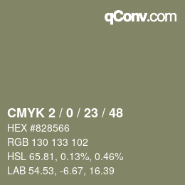 カラーコード: CMYK 2 / 0 / 23 / 48 | qconv.com