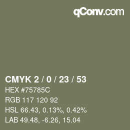 Color code: CMYK 2 / 0 / 23 / 53 | qconv.com