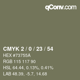 颜色代码: CMYK 2 / 0 / 23 / 54 | qconv.com
