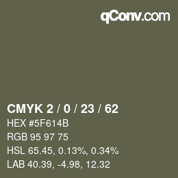 Color code: CMYK 2 / 0 / 23 / 62 | qconv.com