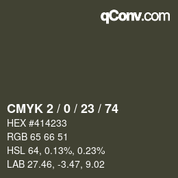 カラーコード: CMYK 2 / 0 / 23 / 74 | qconv.com