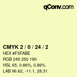 カラーコード: CMYK 2 / 0 / 24 / 2 | qconv.com