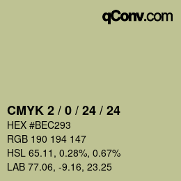 カラーコード: CMYK 2 / 0 / 24 / 24 | qconv.com
