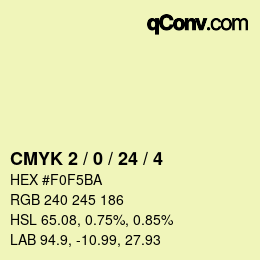 カラーコード: CMYK 2 / 0 / 24 / 4 | qconv.com