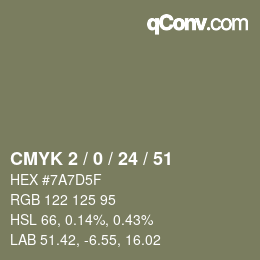 颜色代码: CMYK 2 / 0 / 24 / 51 | qconv.com