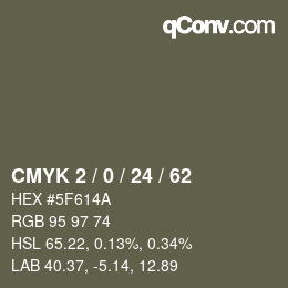 カラーコード: CMYK 2 / 0 / 24 / 62 | qconv.com
