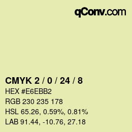 カラーコード: CMYK 2 / 0 / 24 / 8 | qconv.com