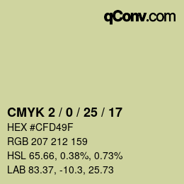 カラーコード: CMYK 2 / 0 / 25 / 17 | qconv.com
