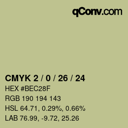 カラーコード: CMYK 2 / 0 / 26 / 24 | qconv.com