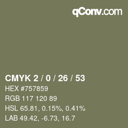 Color code: CMYK 2 / 0 / 26 / 53 | qconv.com