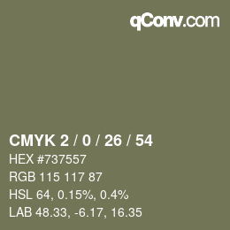 Color code: CMYK 2 / 0 / 26 / 54 | qconv.com