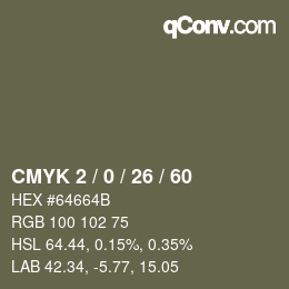 カラーコード: CMYK 2 / 0 / 26 / 60 | qconv.com