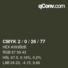 カラーコード: CMYK 2 / 0 / 26 / 77 | qconv.com