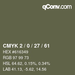 カラーコード: CMYK 2 / 0 / 27 / 61 | qconv.com