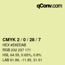 Farbcode: CMYK 2 / 0 / 28 / 7 | qconv.com