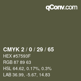 Color code: CMYK 2 / 0 / 29 / 65 | qconv.com