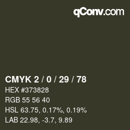 Color code: CMYK 2 / 0 / 29 / 78 | qconv.com