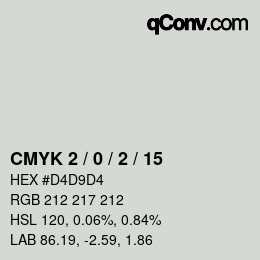 カラーコード: CMYK 2 / 0 / 2 / 15 | qconv.com