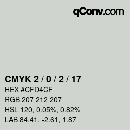 Color code: CMYK 2 / 0 / 2 / 17 | qconv.com