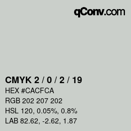 カラーコード: CMYK 2 / 0 / 2 / 19 | qconv.com