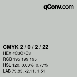 カラーコード: CMYK 2 / 0 / 2 / 22 | qconv.com