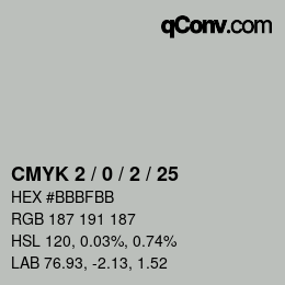 颜色代码: CMYK 2 / 0 / 2 / 25 | qconv.com