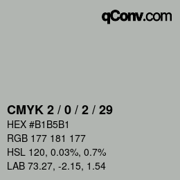 カラーコード: CMYK 2 / 0 / 2 / 29 | qconv.com