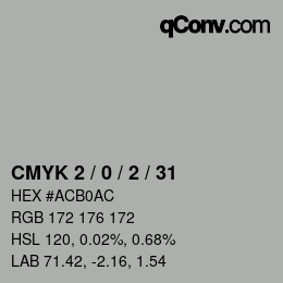 カラーコード: CMYK 2 / 0 / 2 / 31 | qconv.com