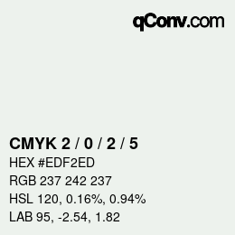 Farbcode: CMYK 2 / 0 / 2 / 5 | qconv.com