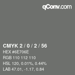 Color code: CMYK 2 / 0 / 2 / 56 | qconv.com