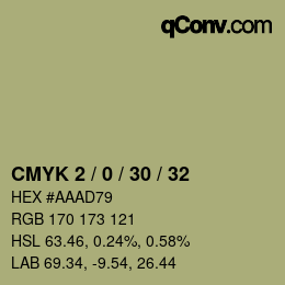 颜色代码: CMYK 2 / 0 / 30 / 32 | qconv.com