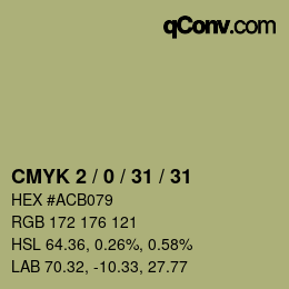颜色代码: CMYK 2 / 0 / 31 / 31 | qconv.com