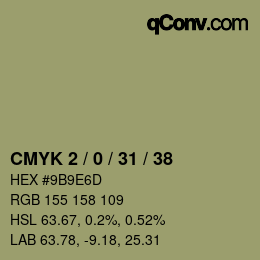 Farbcode: CMYK 2 / 0 / 31 / 38 | qconv.com