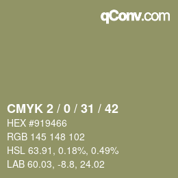 カラーコード: CMYK 2 / 0 / 31 / 42 | qconv.com