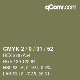 Color code: CMYK 2 / 0 / 31 / 52 | qconv.com