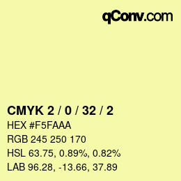 カラーコード: CMYK 2 / 0 / 32 / 2 | qconv.com