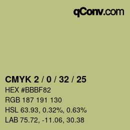 Farbcode: CMYK 2 / 0 / 32 / 25 | qconv.com