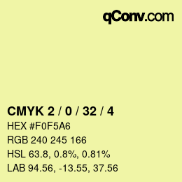 カラーコード: CMYK 2 / 0 / 32 / 4 | qconv.com