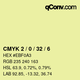 カラーコード: CMYK 2 / 0 / 32 / 6 | qconv.com