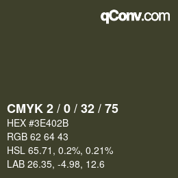 Color code: CMYK 2 / 0 / 32 / 75 | qconv.com