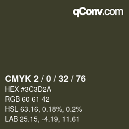 カラーコード: CMYK 2 / 0 / 32 / 76 | qconv.com