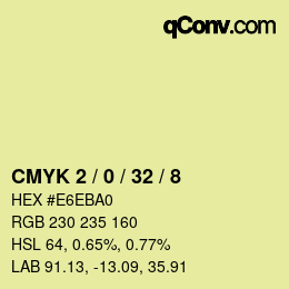 Farbcode: CMYK 2 / 0 / 32 / 8 | qconv.com