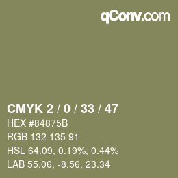 Farbcode: CMYK 2 / 0 / 33 / 47 | qconv.com