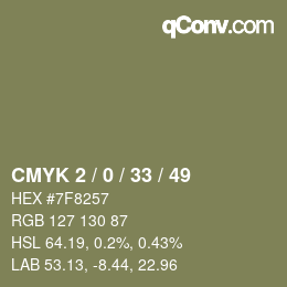 Código de color: CMYK 2 / 0 / 33 / 49 | qconv.com