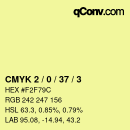 颜色代码: CMYK 2 / 0 / 37 / 3 | qconv.com