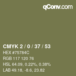 カラーコード: CMYK 2 / 0 / 37 / 53 | qconv.com