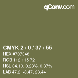 颜色代码: CMYK 2 / 0 / 37 / 55 | qconv.com